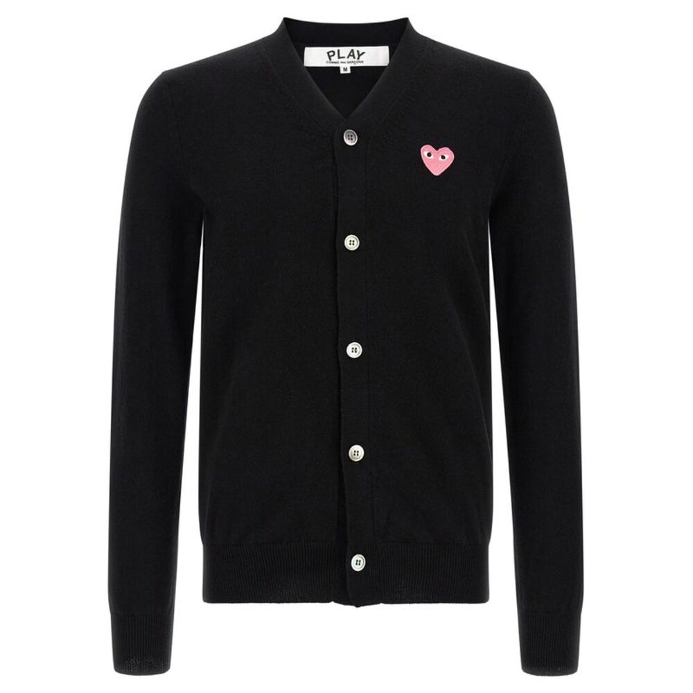 Comme Des Garçons Play Men Wool Cardigan With Heart Patch
